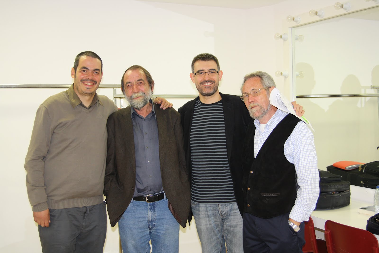 Con Pablo Guerrero y Manuel López Azorín en los camerinos de La Esfera en San Sebastián de los Reyes